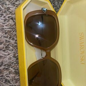 Swarovski Tan Sunglasses with Crystal Detail